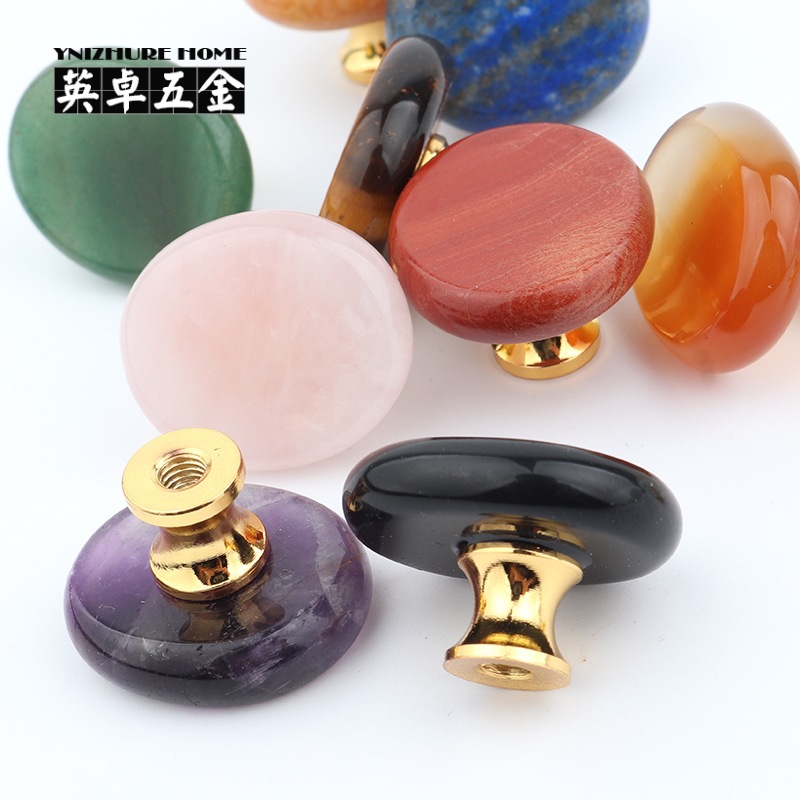Yingzhuo Light Luxury natural raw stone crystal Spiritual kitchen cabinet door drawer handle, small gift jewelry box decorative handle Item Picture