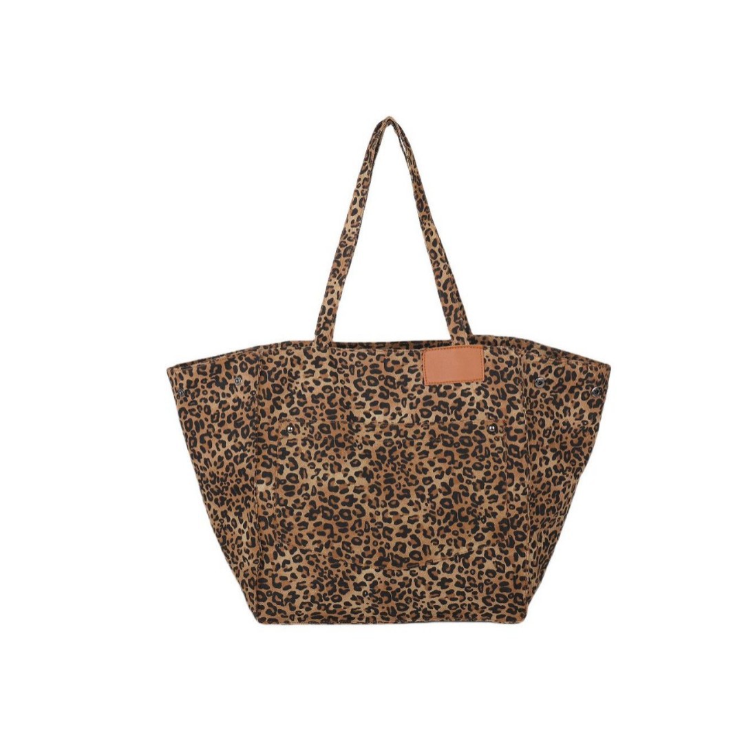 New 2024 women's bags: Leopard print tote bag, open twill bag, large capacity bag, shoulder bag, student tutorial bag, Mommy Item Picture