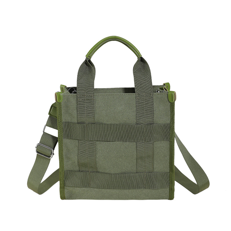 New large-capacity workwear crossbody bag, trendy, casual and simple canvas single-shoulder bag, versatile student hand-held tote bag Item Picture