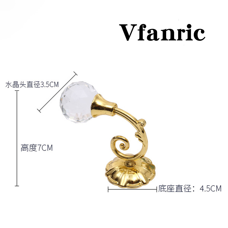 European-style zinc alloy curtain wall hooks, wall hooks, round head crystal hooks, curtain accessories in stock for wholesale, bedroom doors details Picture