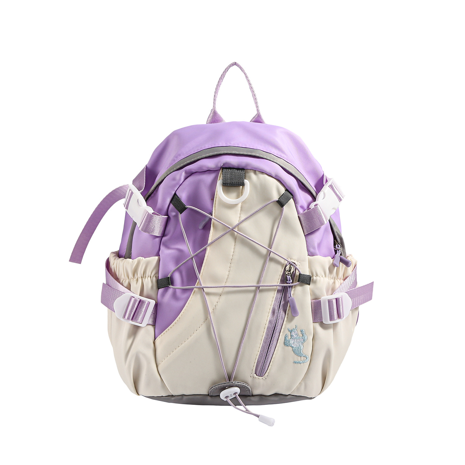 2024 New large-capacity spliced American-style schoolbag for junior high school students, high appearance level, casual and simple double-shoulder backpack for girls Item Picture
