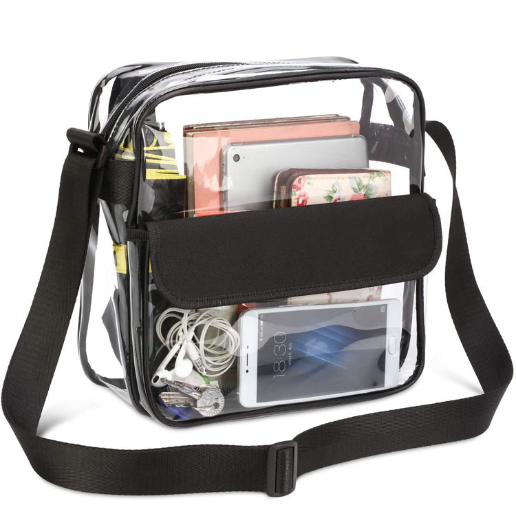 Cross-border bestseller transparent pvc crossbody bag, single-shoulder waterproof, adjustable postman bag, outdoor travel storage bag details Picture
