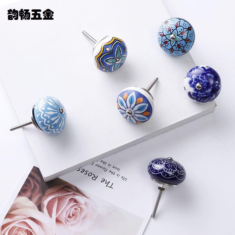 Yunchang round ceramic handle, modern furniture cabinet drawer printed ceramic handle, 40MM diameter, European style Application Scenario