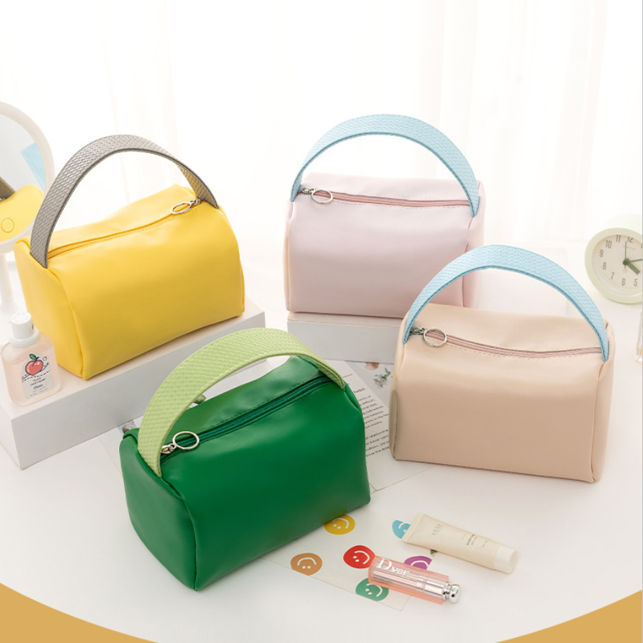 Cosmetic bag, travel portable ins candy-colored PU waterproof toiletry bag, large-capacity hand-held sample storage bag in stock full figure