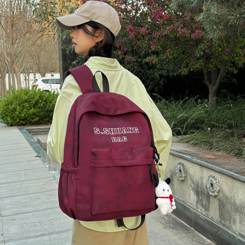 Japanese Harajuku retro letter backpack 2025 New Korean version simple and versatile student schoolbag with large capacity for women details Picture