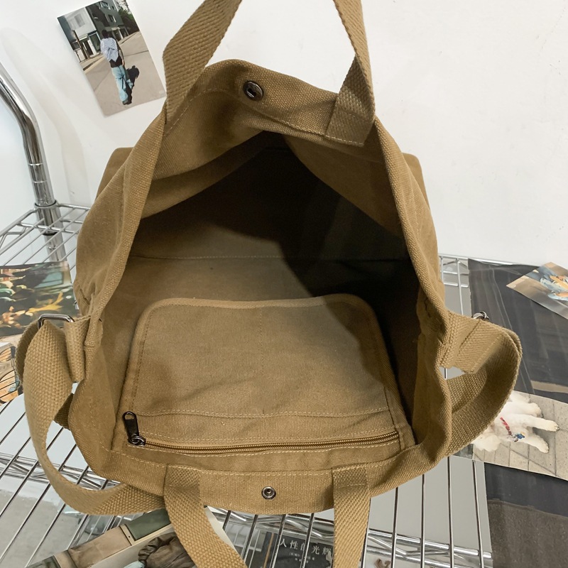 Japanese-style simple canvas bags for men and women, cool large-capacity hand-held shoulder bags, casual student class Korean-style crossbody bags Application Scenario