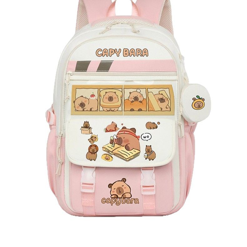 Primary school students' schoolbags, cartoon capybaras, 4-6 grade backpacks, large-capacity load-reducing backpacks, pain bags for junior and senior high school students Item Picture