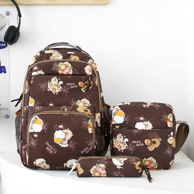 New nylon cute Capibara backpack for primary school students, Korean casual, lightweight and versatile schoolbag wholesale details Picture