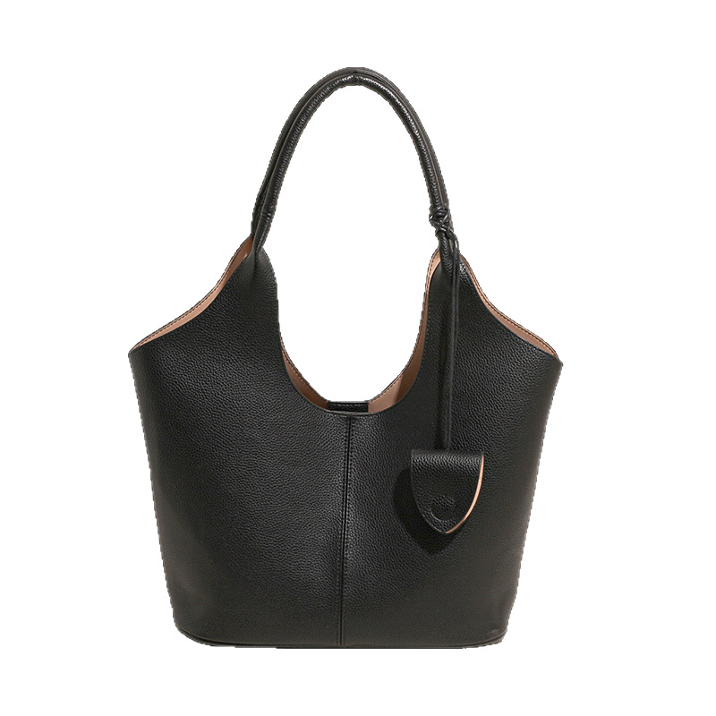 Korean large-capacity tote bag 2025 new style, fashionable and versatile bucket bag, simple single-shoulder bag, solid color underarm bag Item Picture