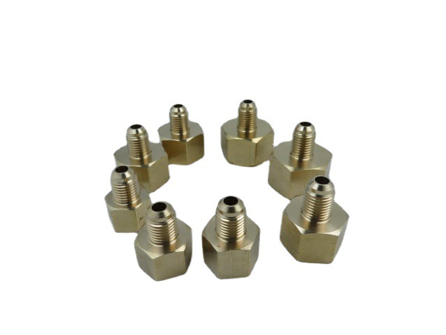 Copper inner and outer thread metric, imperial 1/4, American 7/16UNF thread conversion joint for fluorine tube cylinder pressure reducer adapter Item Picture