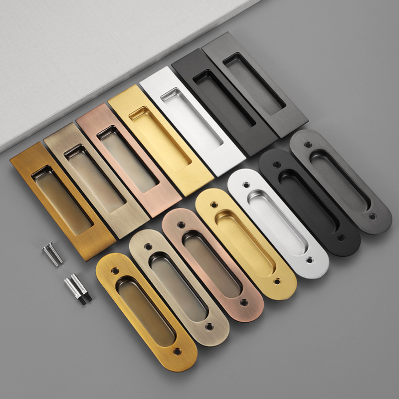 Stainless steel double-handle sliding doors with concealed door handles, sliding doors with embedded concealed handles, and wooden doors with embedded concealed handles details Picture