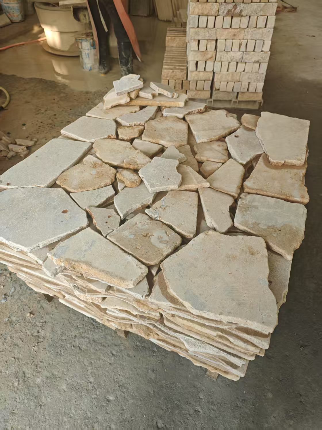Natural lime stone cave stone villa garden floor antique tiles, interior and exterior wall background cultural stones, courtyard floor tiles details Picture