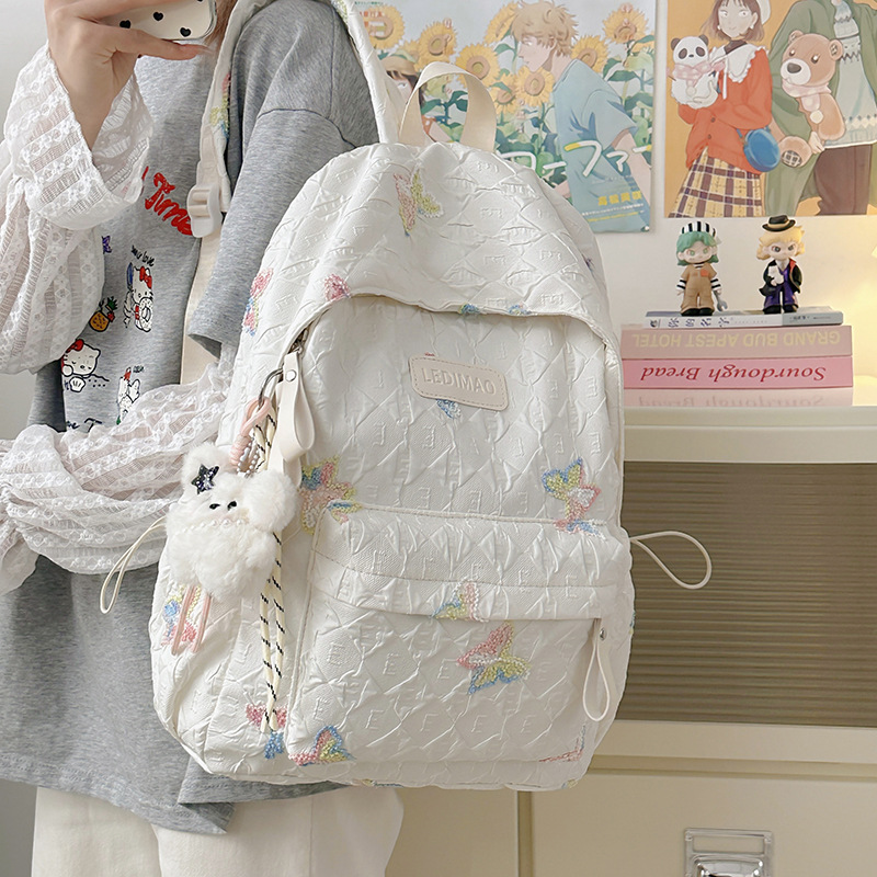 This is a niche, high-quality, Japanese-style versatile schoolbag with a large capacity. It's a backpack for junior high school, senior high school and college students, a computer bag for girls full figure