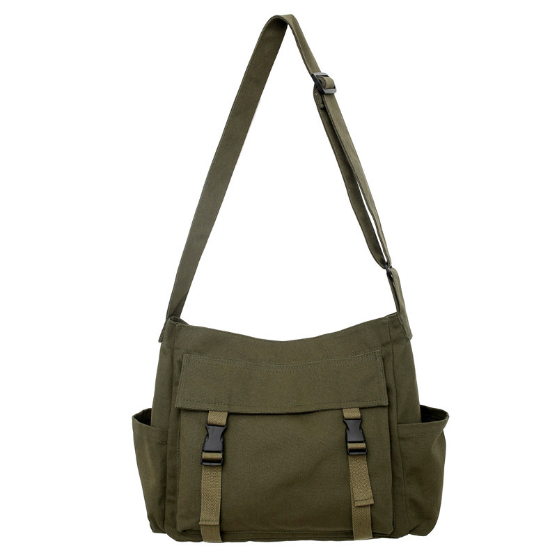 Retro casual canvas bag, women's trendy bag, large-capacity crossbody bag, travel hand bag, shoulder bag, college student class bag Item Picture