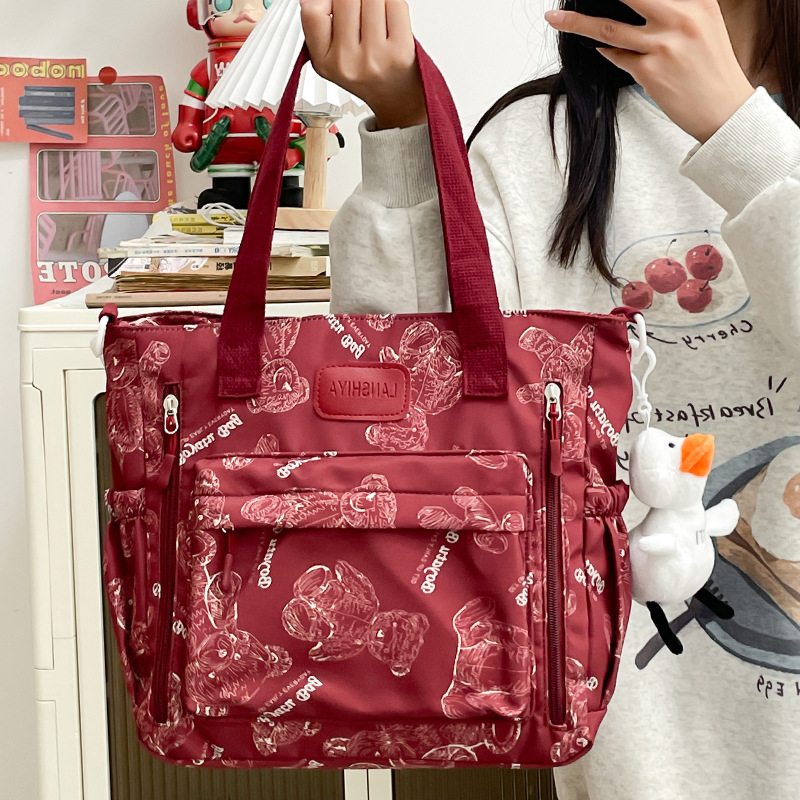 Casual and sweet style printed single-shoulder bag, cartoonish, simple and lightweight single-shoulder, fashionable Japanese waterproof tutorial bag for college students details Picture