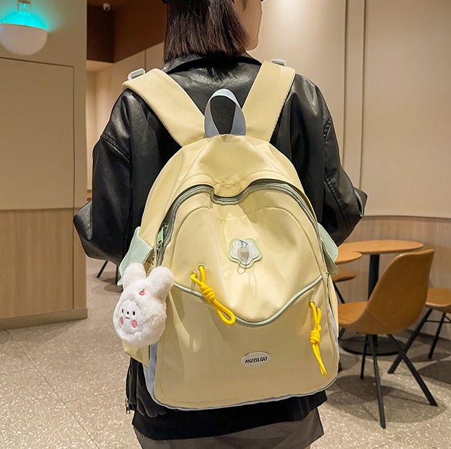 High appearance level schoolbag for girls, cute dopamine girl, simple backpack, Korean version, large capacity backpack for junior and senior high school students full figure