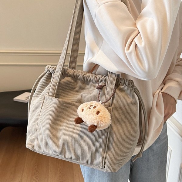 New casual 2024 autumn/winter single-shoulder bag for girls, large-capacity handbag, lightweight and versatile, laid-back style bucket bag details Picture