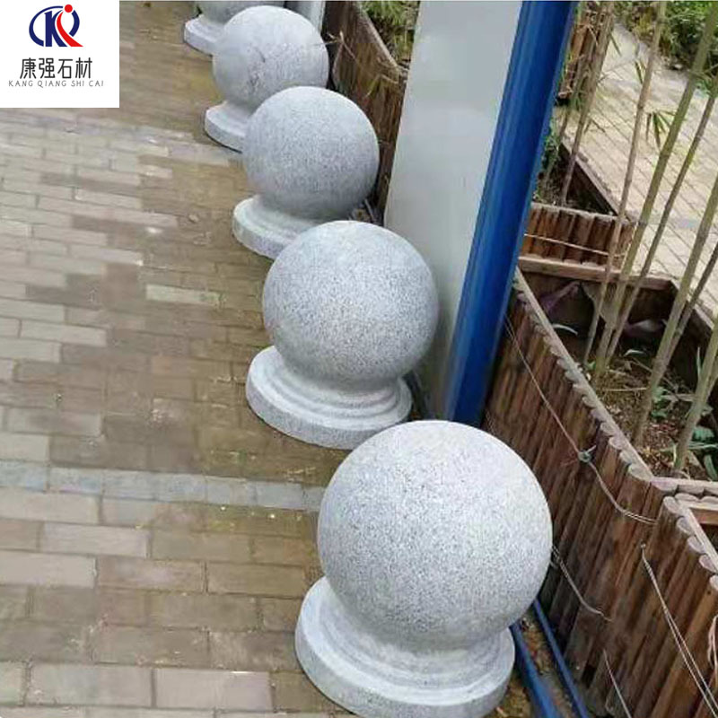 Granite roadblocks, stone balls, marble, sesame grey, car-blocking round balls, school, community, square, car-blocking and road-blocking stone piers Application Scenario