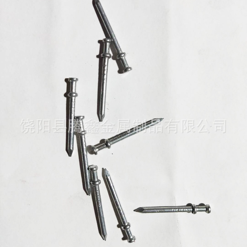 Special-shaped nails, galvanized Q235 double-cap nails, special-shaped iron nails wholesale, double-cap railway engineering, high-speed building materials, double-cap nails Specification drawing