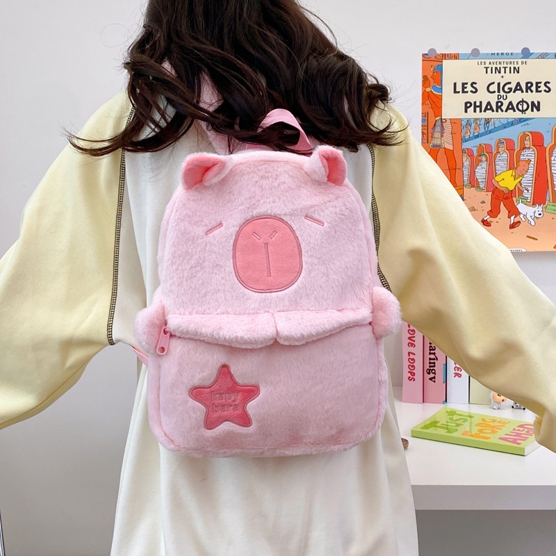 New Capibara Capybara double Backpack with a girlish heart, large-capacity class backpack, claw machine doll, redeem birthday gift Application Scenario