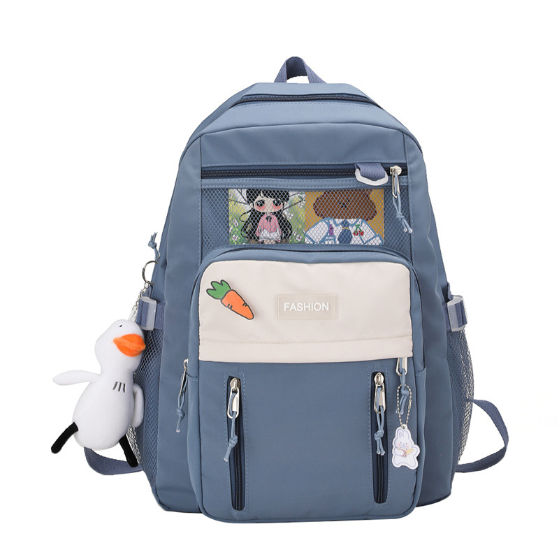 Harajuku ins Korean version large-capacity schoolbag, cute girls, high school and junior high school students' backpack, fashionable and casual backpack Item Picture