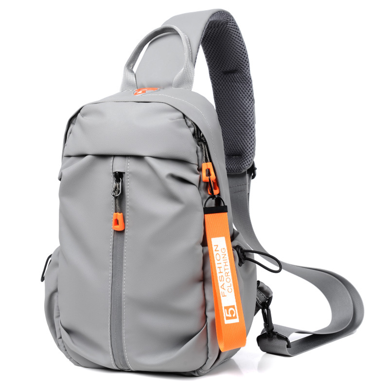 New fashionable and trendy casual men's crossbody bag, multi-functional chest bag with pendant and usb charging shoulder bag Item Picture