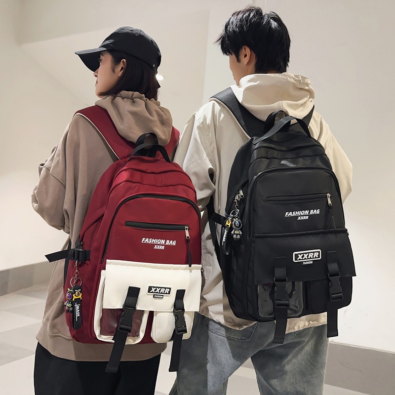 New foreign trade schoolbag for men, 2025 Korean version, ins cool workwear style, sturdy and durable backpack for junior and senior high school students full figure