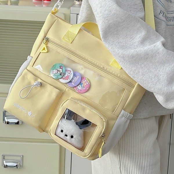 Cute student storage bag, new large-capacity, new fashionable pain bag, versatile, daily school-style tutorial bag, hand-carry details Picture