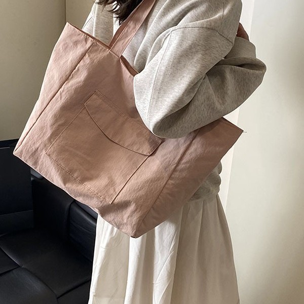 Large-capacity casual zipper fabric bag, new Spring/Summer 2024 lightweight single-shoulder bag, simple tote crossbody bag Specification drawing