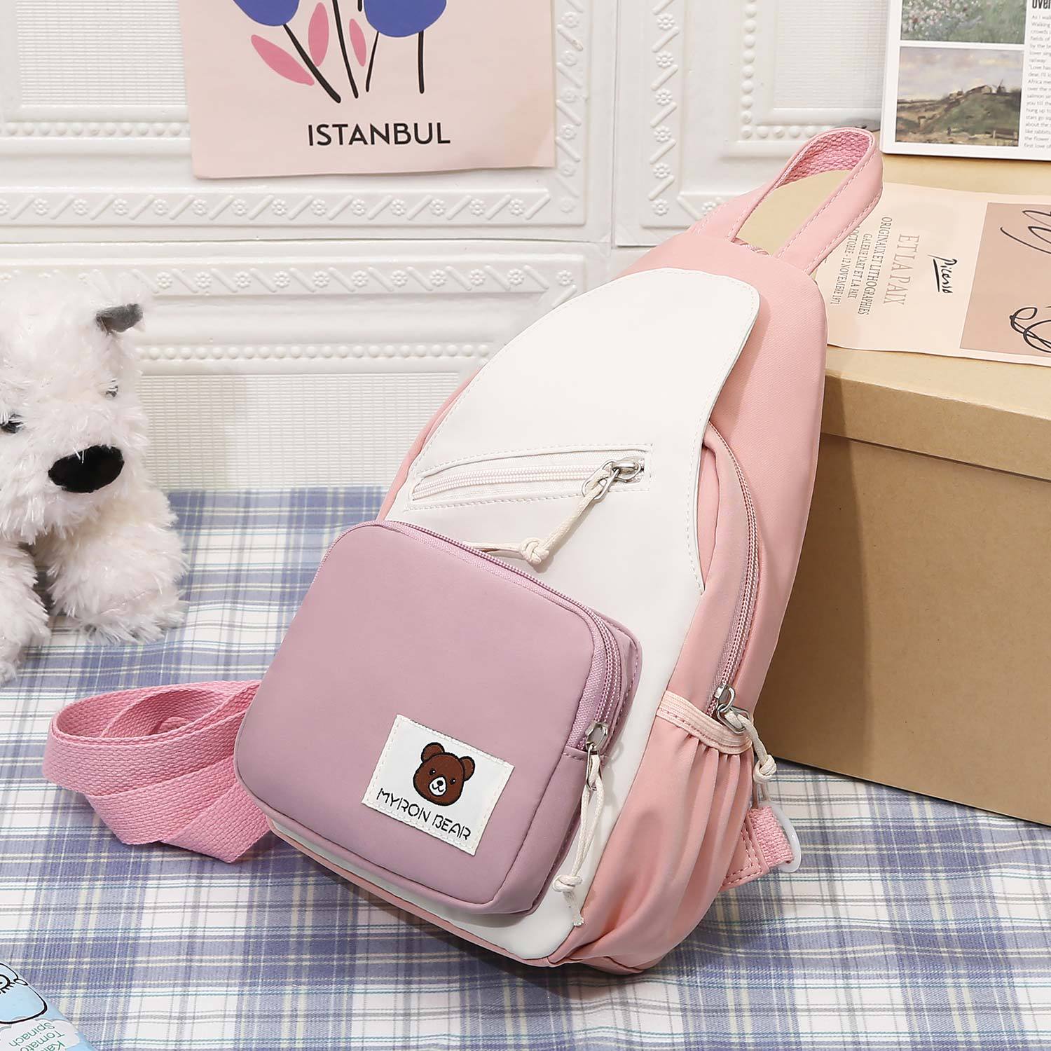 The new multi-functional chest bag, a fashionable small crossbody bag with a Hong Kong style for women, and a large-capacity student ins small backpack can be carried diagonally on both shoulders details Picture