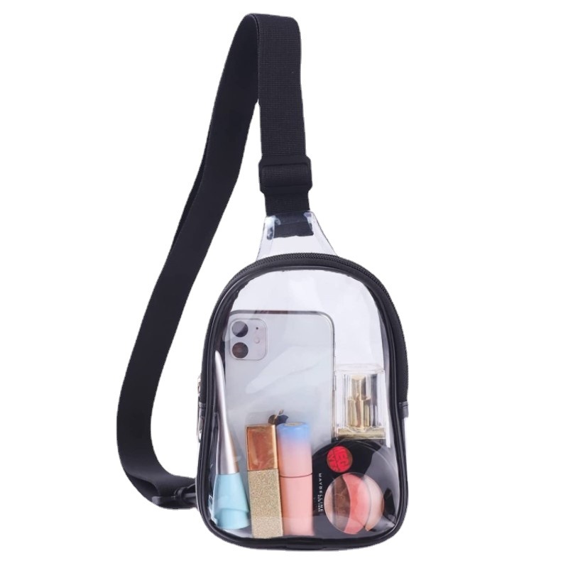 Amazon's new crossbody bag, chest bag, PVC single-shoulder bag, transparent outdoor sports waterproof mini travel crossbody bag Item Picture