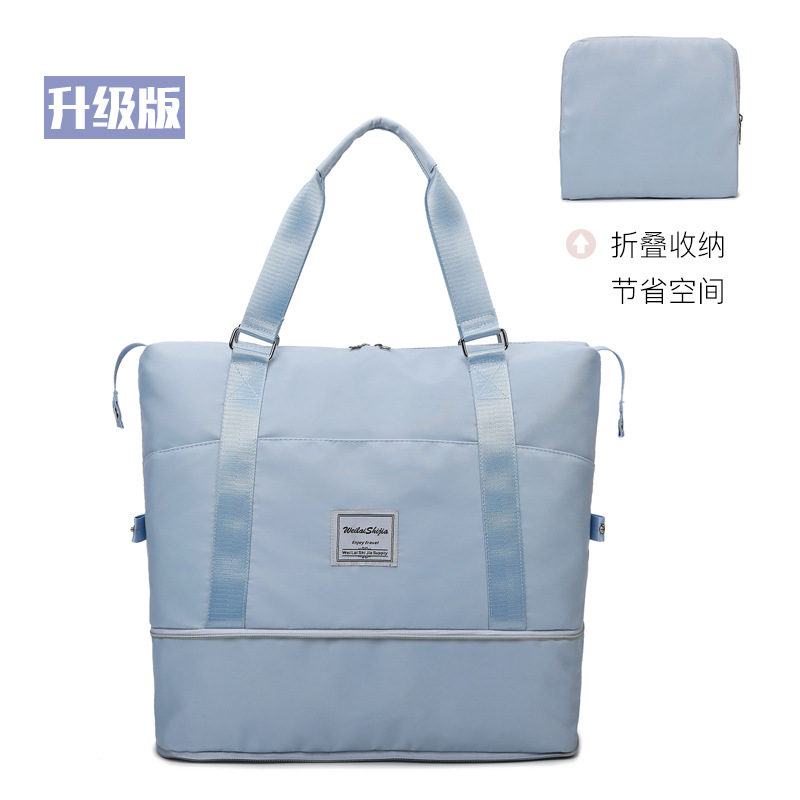 A Korean-style, fresh and simple foldable travel storage bag with a large capacity and dry-wet separation, as well as a yoga and fitness bag Item Picture