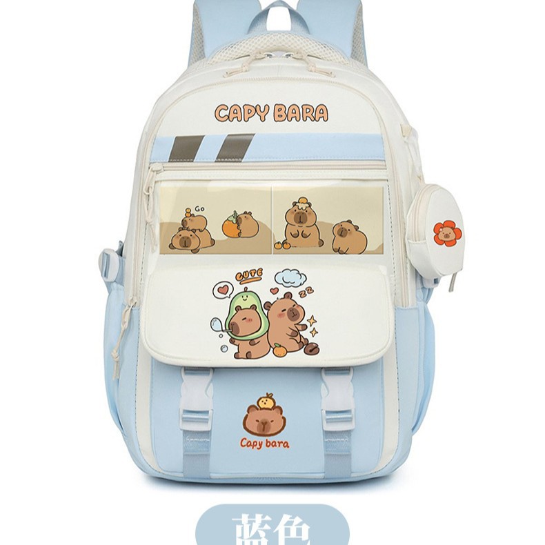 Primary school students' schoolbags, cartoon capybaras, 4-6 grade backpacks, large-capacity load-reducing backpacks, pain bags for junior and senior high school students full figure
