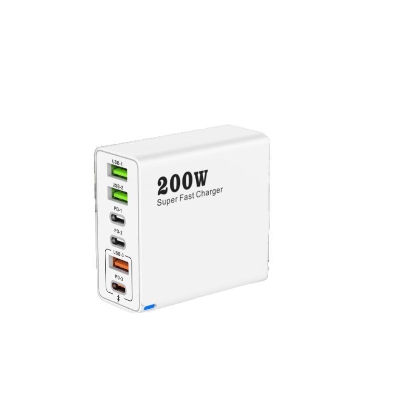 200W mobile phone charger, charging head, usb multi-port small household appliance PD, 25W charger, multi-port super fast charging head Item Picture
