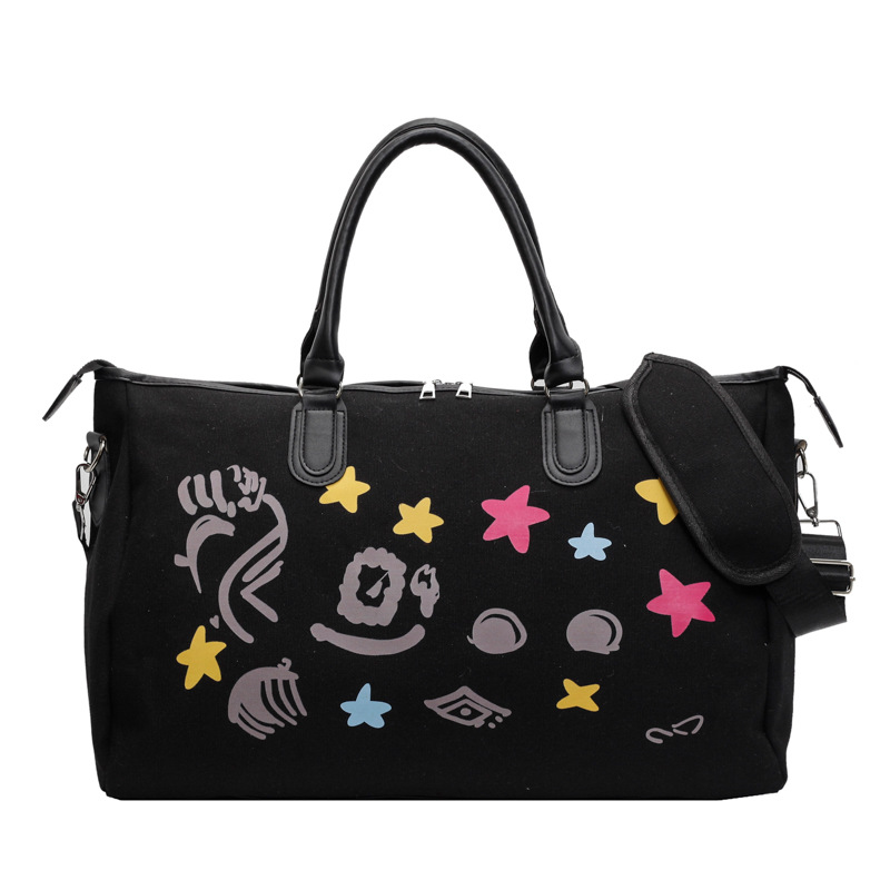 New graffiti print travel bag for men and women, large-capacity portable cloth bag for going out, multi-functional casual fitness sports bag Item Picture