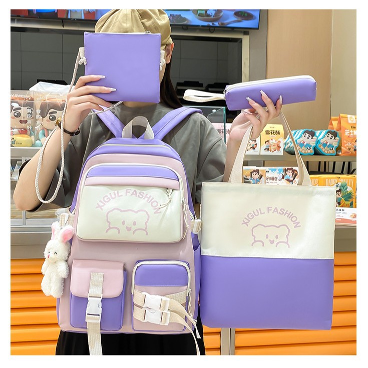 The schoolbag is of high appearance level in the forest style. It is a cute printed student bag. The backpack is simple and versatile. It is a hand-held tutorial bag details Picture