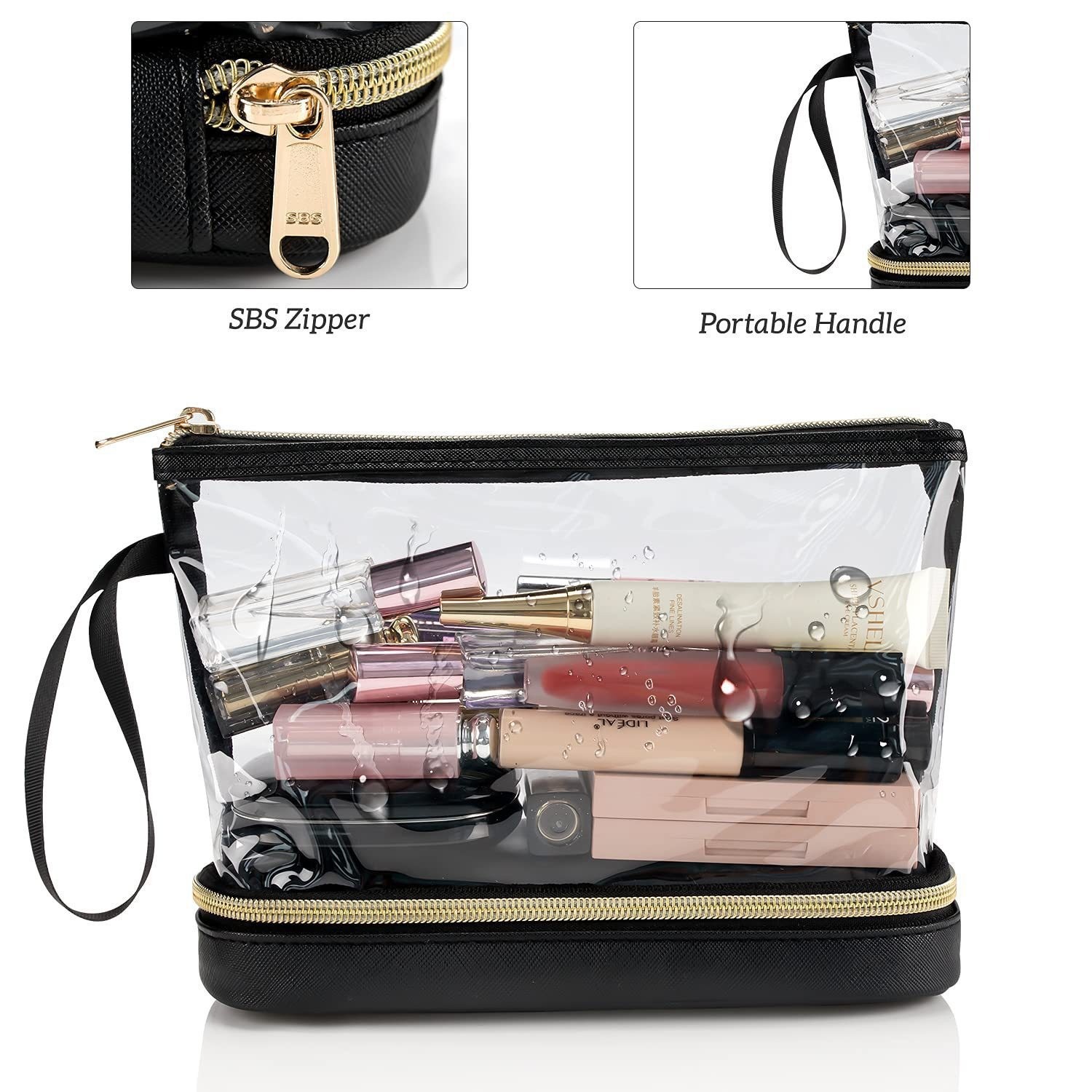 In-stock multi-functional double-layer large-capacity PVC cosmetics storage portable travel compartment toiletry bag Application Scenario