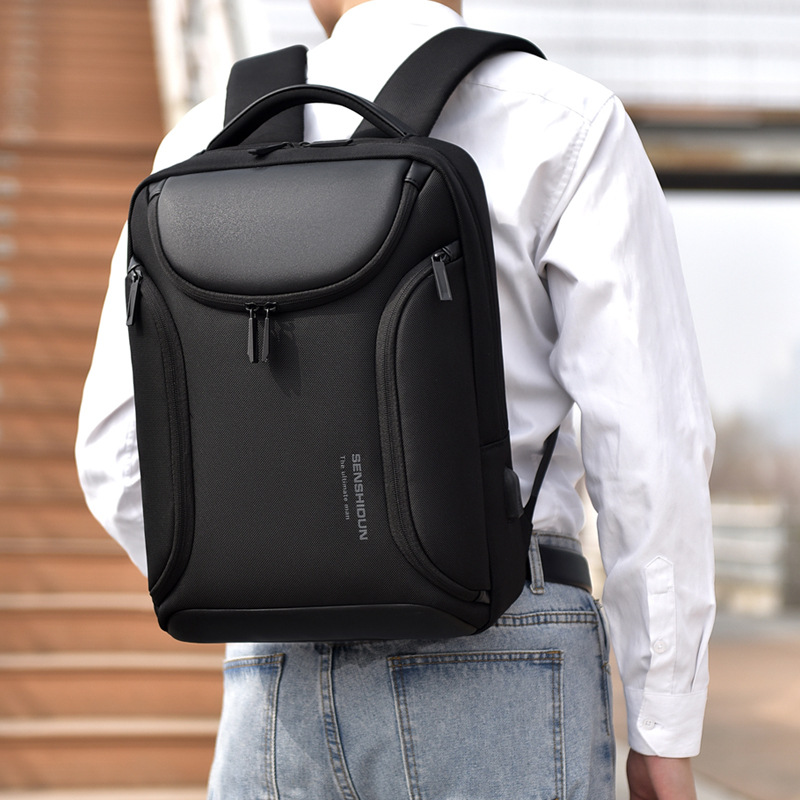 New high-end business backpack for men, water-resistant USB charging travel laptop bag full figure