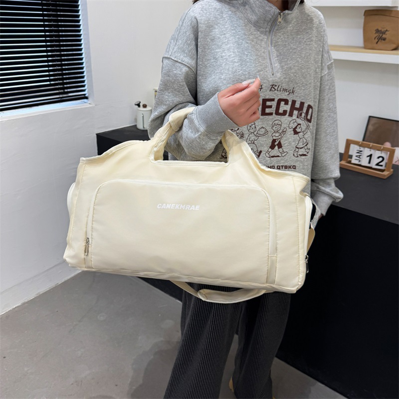 Cross-border sports and fitness bag, large-capacity dry-wet separation short-distance travel bag, solid-color simple and casual crossbody carry-on bag details Picture