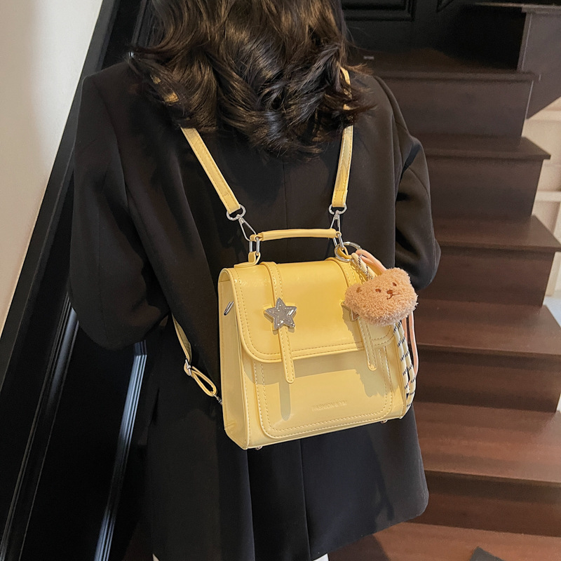 Korean-style fashionable patchwork handbag for women, 2025 new model, large-capacity, simple and multi-functional backpack for commuting to school Specification drawing