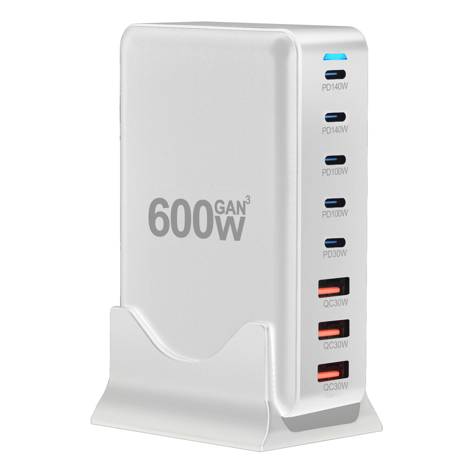 The new 600W desktop charger, 600W nitrogen or gallium PD3.1 adapter, is a cross-border bestseller and a 600W multi-functional charger details Picture