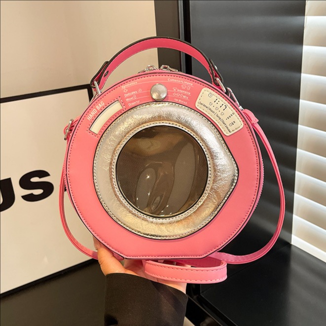 Cross-border fashion transparent hand-held cylindrical bag for women, 2025 new macaron color versatile casual single-shoulder crossbody bag full figure