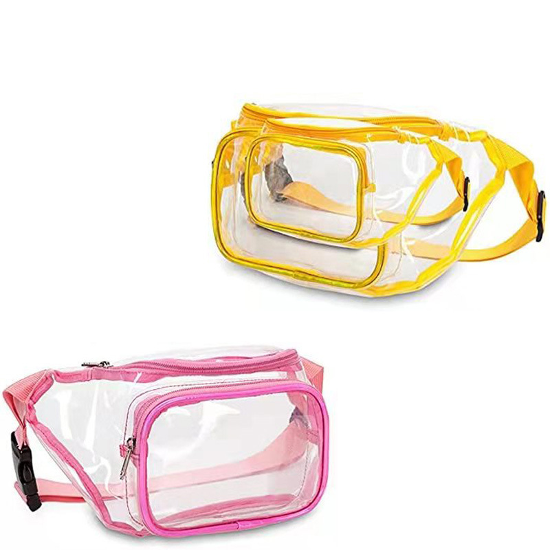 Amazon cross-border PVC transparent waist bag, colorful jelly bag, running bag, outdoor mobile phone storage, rafting fitness bag Specification drawing