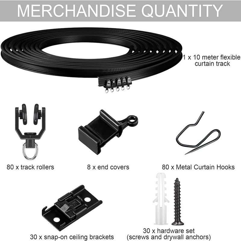 Cross-border wholesale of 5-meter, 10-meter and 20-meter black flexible track sharp hook sets in stock details Picture