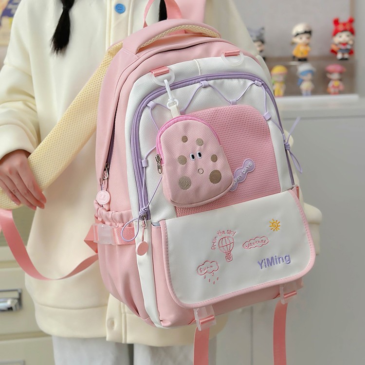 Large-capacity schoolbag, high appearance level, high school student embroidered backpack, forest-style style, cute and versatile student backpack full figure
