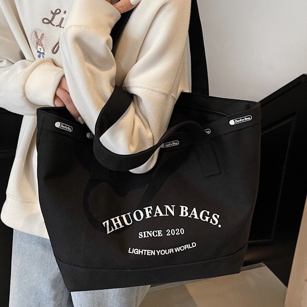 Cross-border canvas bag for women, 2025 new style simple tote bag, large capacity handbag for students' class, retro underarm Specification drawing