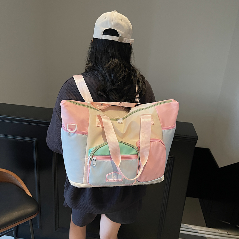 Short-distance double-back travel bag, fashionable female student accommodation luggage storage bag, expandable maternity bag, fitness bag Specification drawing