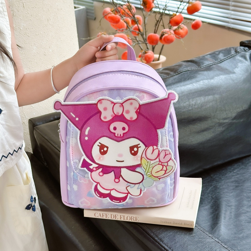 The new children's schoolbag for the kindergarten is stylish and sweet. It features a Japanese-style Kuromi Meletti cartoon children's backpack details Picture