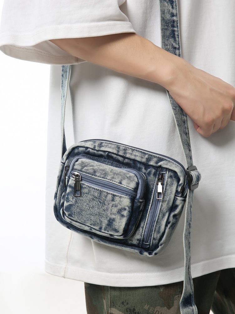 Artistic style casual small bag for women, ins denim single-shoulder bag, Korean mini phone bag, retro Japanese crossbody bag full figure