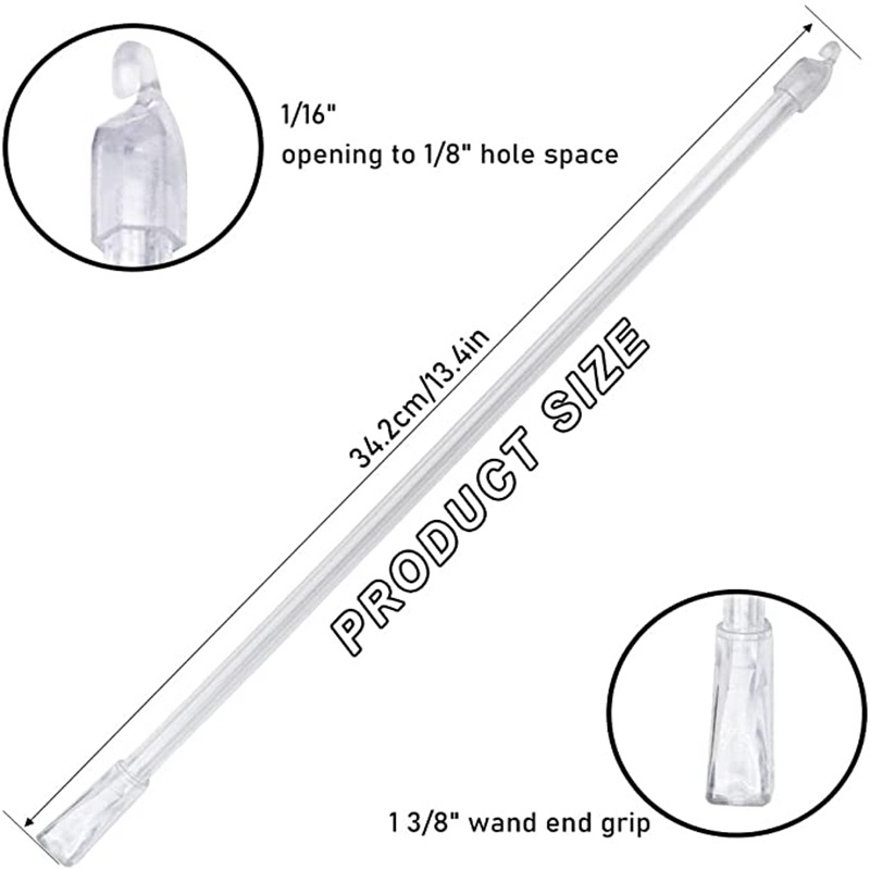 Cross-border supply 12/17/24-inch acrylic rotating rod hook handle Venetian blind rotating rod transparent rod details Picture